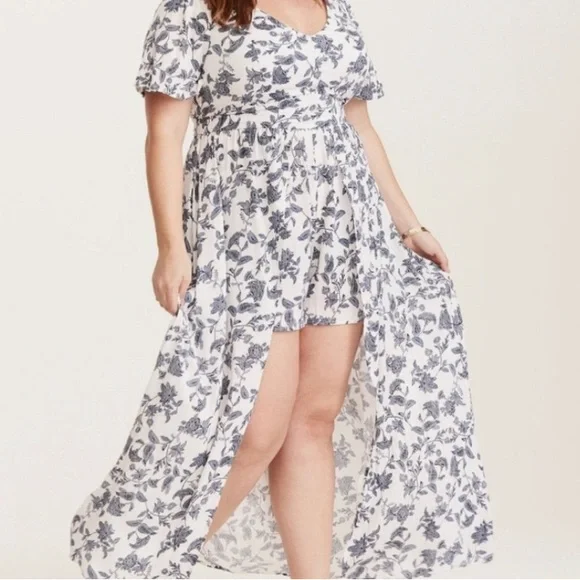 Torrid Paisley Hi-Low Romper Maxi Dress 16 - Picture 1 of 6